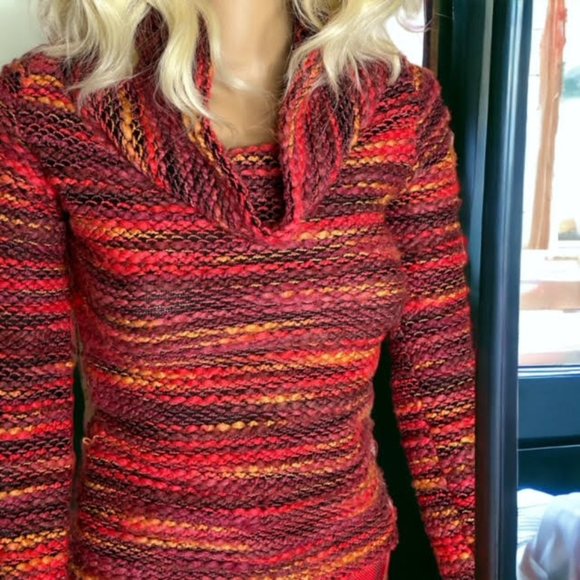 Vintage Sweater Designer Mariano del Sere Made in Italy Unique Red Orang… - Picture 1 of 7